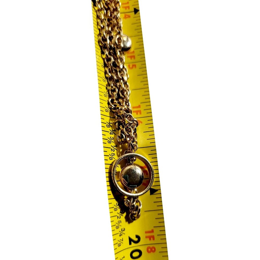 Vintage 39" Gold Tone Chain Necklace With Balls Inside Circles & Orbiting Balls - Picture 6 of 6